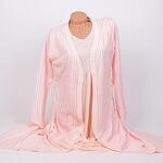 Розов халат и нощница за бременни и кърмачки с дантела и райе