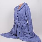 Халат за баня с качулка в гълъбово син цвят