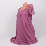 Халат и нощница за бременни и кърмачки в лилав цвят с дантела