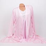 Розов халат и нощница за бременни и кърмачки на точки с дантела
