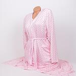Розов халат и нощница за бременни и кърмачки на точки с дантела
