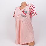 Пижама за бременни и кърмачки в бебешко розово със сърчица