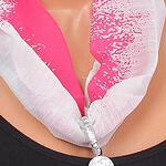 Дамско фишу-колие в  бял и розов цвят с висулки