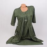 Маслено зелен халат и пижама за бременни с дантела