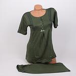 Маслено зелен халат и пижама за бременни с дантела