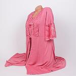 Халат и пижама за бременни с дантела в цвят розов руж