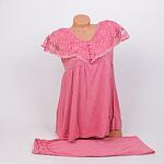 Халат и пижама за бременни с дантела в цвят розов руж