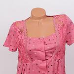Комплект халат и нощница за бременни в цвят розов руж с дантела на точки