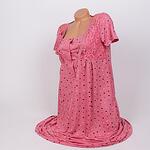 Комплект халат и нощница за бременни в цвят розов руж с дантела на точки
