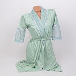 Млечно зелен сет халат и пижама за бременни с дантела