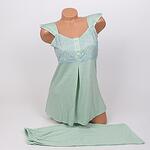 Млечно зелен сет халат и пижама за бременни с дантела