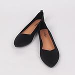 Черни платнени дамски обувки-балеринки
