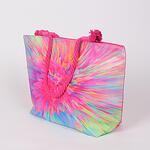 Цикламена плажна чанта с цветен принт