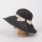 Черна лятна шапка с брокат и панделка