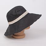 Черна лятна шапка с брокат и панделка