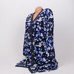 Тъмносин макси плюшен дамски халат със сини цветя