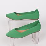 Зелени платнени дамски обувки-балеринки