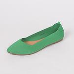 Зелени платнени дамски обувки-балеринки