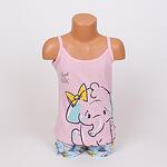Детска лятна пижама за момиче в розово и синьо със слонче