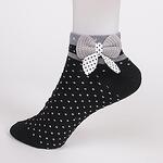 Черни дамски чорапи със сива панделка