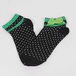 Черни дамски чорапи съсзелена панделка