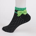 Черни дамски чорапи със зелена панделка