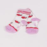 Бебешки бели чорапки с лилава и червена декорация