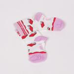 Бебешки бели чорапки с лилава и червена декорация