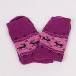 Вълнени тъмно виолетови дамски чорапи със сини елени