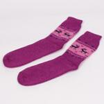 Вълнени тъмно виолетови дамски чорапи със сини елени