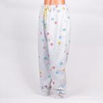 Ватирана макси пижама с светло сиво с цветни точки и помпони