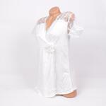 Бяла пижама за бременни и родилки с дантела и цвете