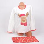 Дамска коледна пижама в бял и червен цвят със сладък елен