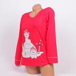 Дамска коледна пижама в червен и тъмносив цвят с мечета и снежинки