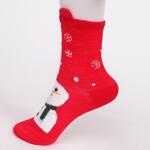 Дамски  коледни чорапи в червено със снежен човек