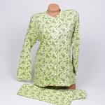 Дамска пижама с копчета в светлозелен цвят с нежни цветя