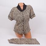 Дамска пижама с леопардов принт и копчета