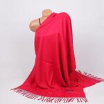 Дамски кашмирен шал в червен цвят с ресни