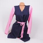 Дамски комплект пижама от пет части в тъмносин и розов цвят