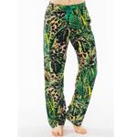 Дамски домашен панталон със зелен тропичски десен