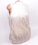 Дамски елек с дълъг косъм в бяло и сиво