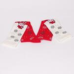 Дамски коледни 3/4 чорапи в червен и бял цвят със снежен човек и снежинки
