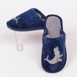 Дамски пантофи в индигово синьо с тюленче