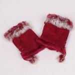 Дамски ръкавици без пръсти в цвят бордо с пухче