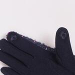Дамски ръкавици в тъмносиньо и пухчета