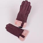 Дамски ръкавици в цвят пурпурно и пухче в цвят пепел от рози