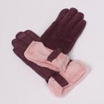 Дамски ръкавици в цвят пурпурно и пухче в цвят пепел от рози