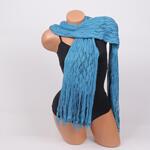 Дамски плетен шал в петролено син цвят с ресни
