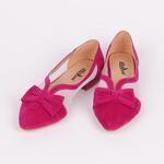 Дамски обувки в розово с мрежа и панделка