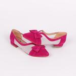Дамски обувки в розово с мрежа и панделка